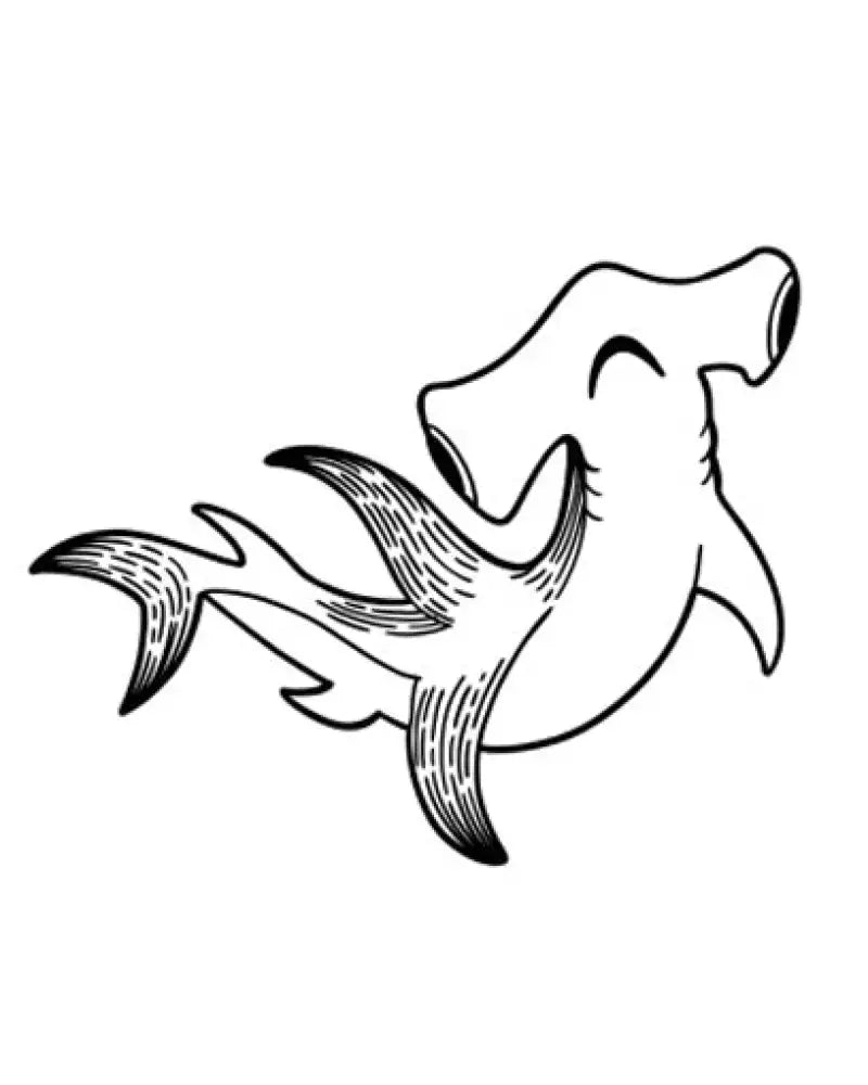 Smiling cartoon hammerhead shark small tattoo sticker