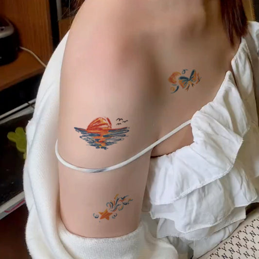 Sanxin Collection High Starry Sky Gradient Body Tattoo High-level Artistic Small Crowd Waterproof Lasting Female Body Art Hand Arm Tattoo Paper