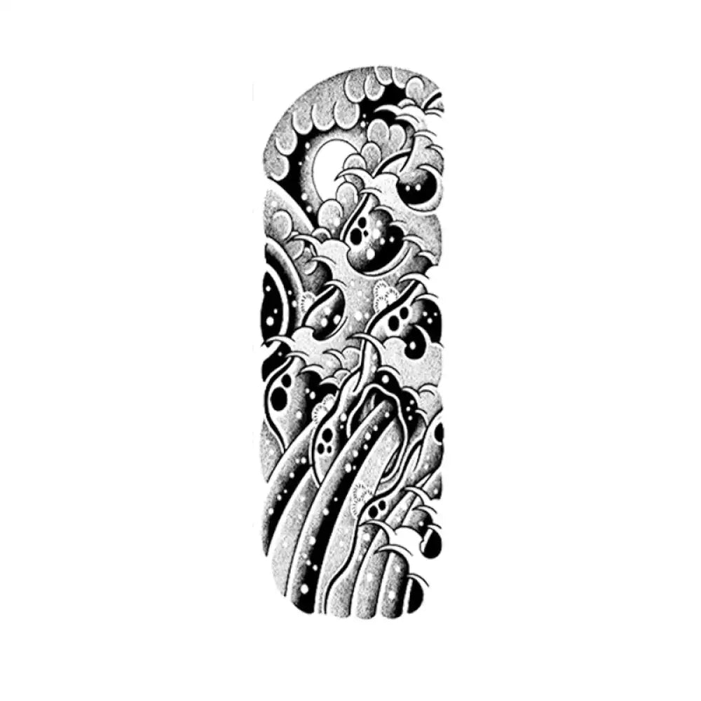 Ukiyo-e Storm Waves black and white Japanese tattoo sleeve sticker