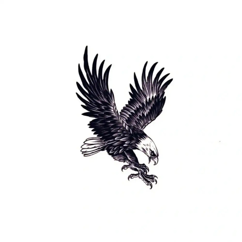 Majestic bald eagle tattoo sticker in black and white swoop design