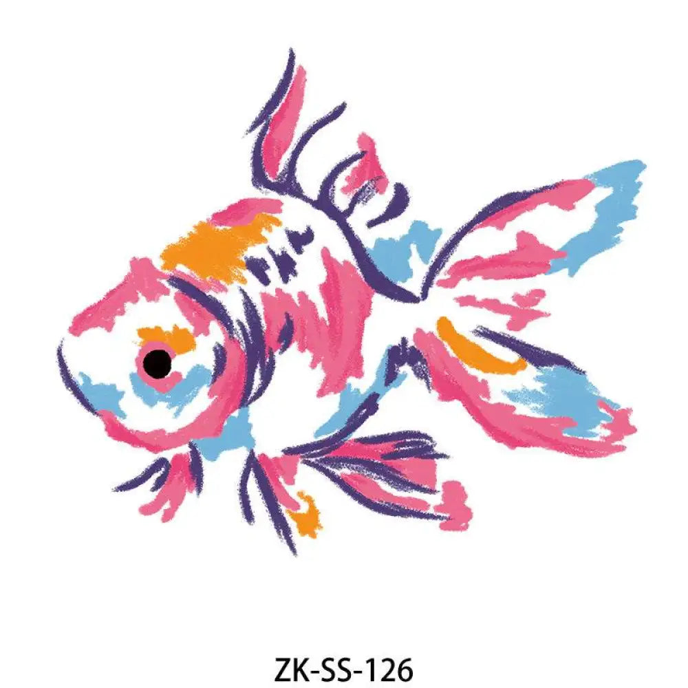 Colorful abstract goldfish tattoo sticker from Blush Floral with real reviews