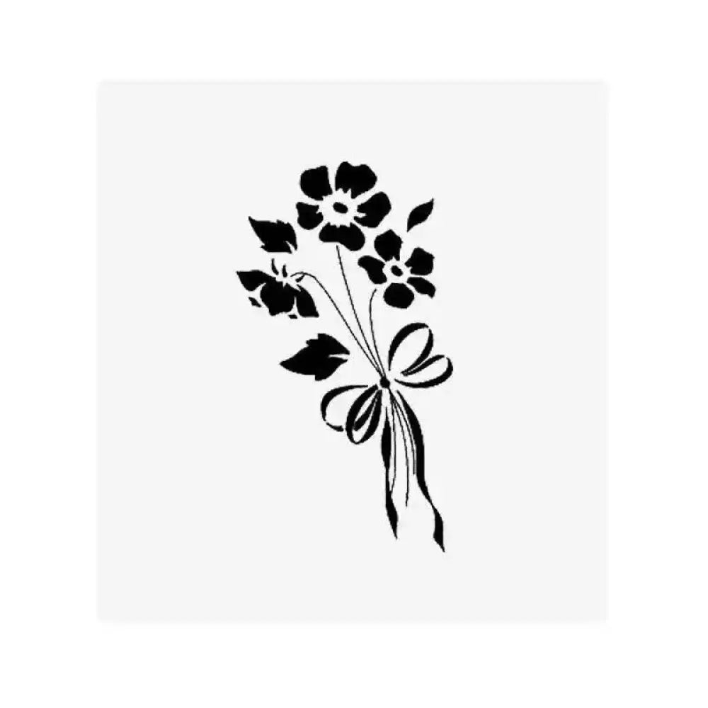 Black silhouette of a bows bouquet tattoo sticker with an advanced hand-drawn design