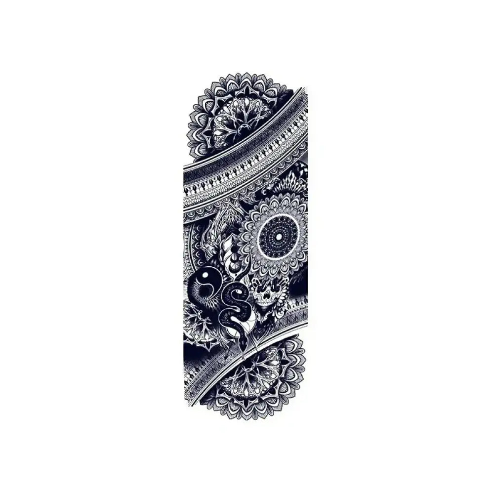 Intricately detailed black and white Brahma Flowers mandala on small tattoo canvas