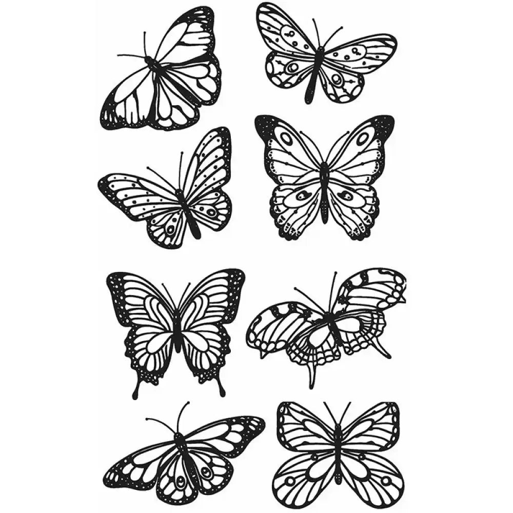 Butterflies Bundle 1: eight black and white butterfly line art designs for small tattoos