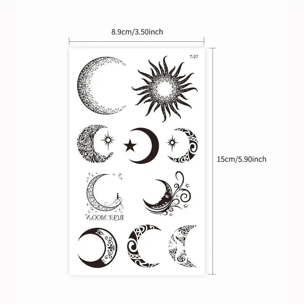 Temporary tattoo sticker sheet featuring Moon and Sun designs from Moon’s Kiss 4x5cm with real reviews