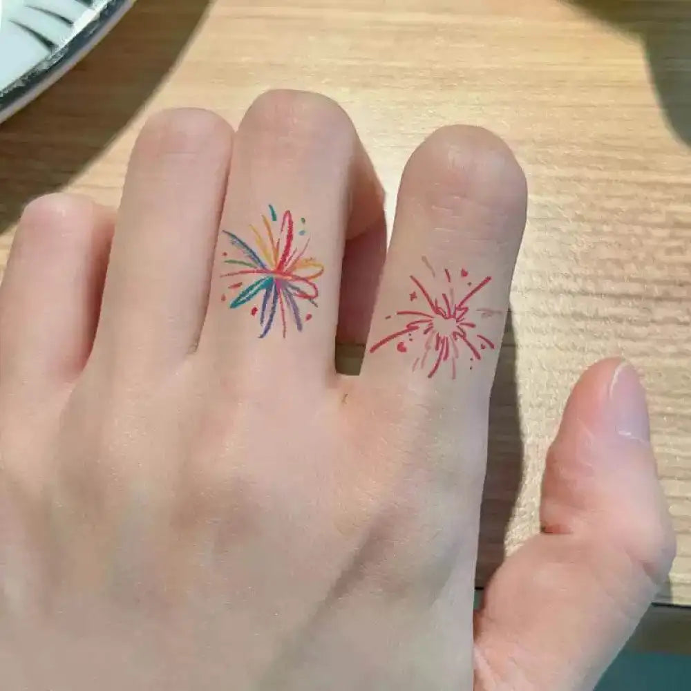 Rainbow firework small tattoo sticker pack, 1x1 cm designs