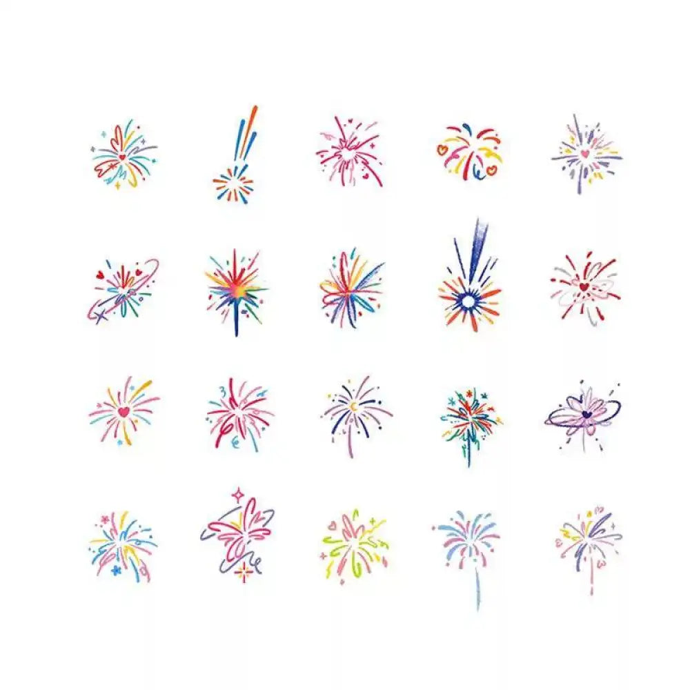 Small colorful firework tattoo designs, 1x1 cm temporary sticker