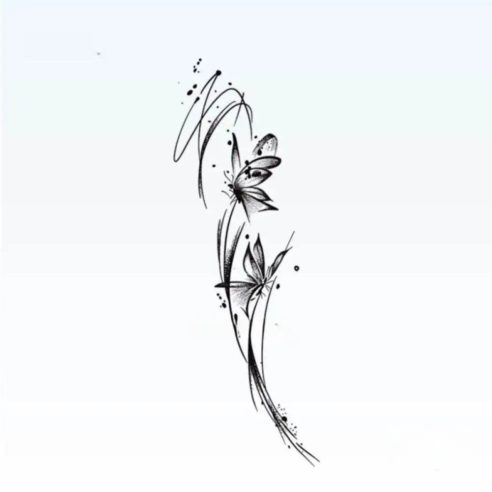 Monochrome colorful butterflies tattoo sticker design, 15x6cm small tattoo