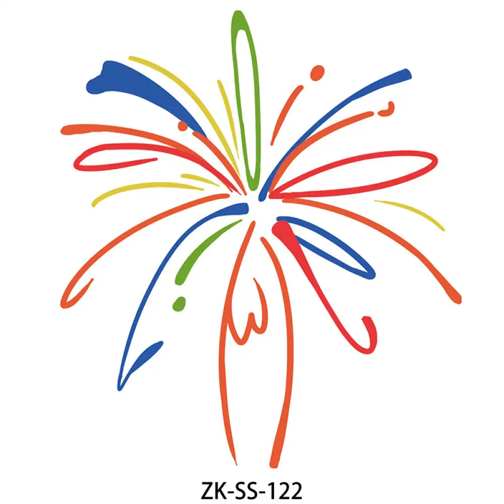 Colorful fireworks tattoo sticker with vibrant fireworks pattern and abstract design