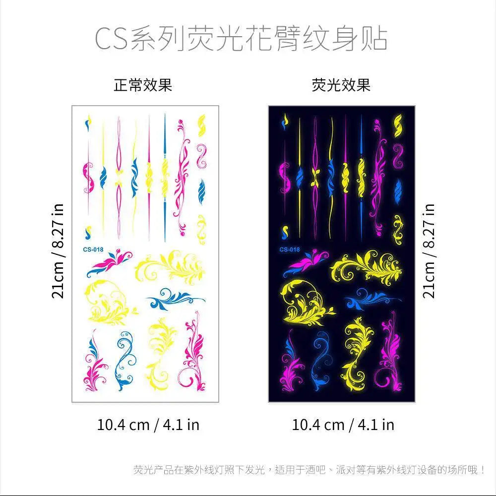 Dark Graffiti GZ fluorescent neon floral temporary tattoos