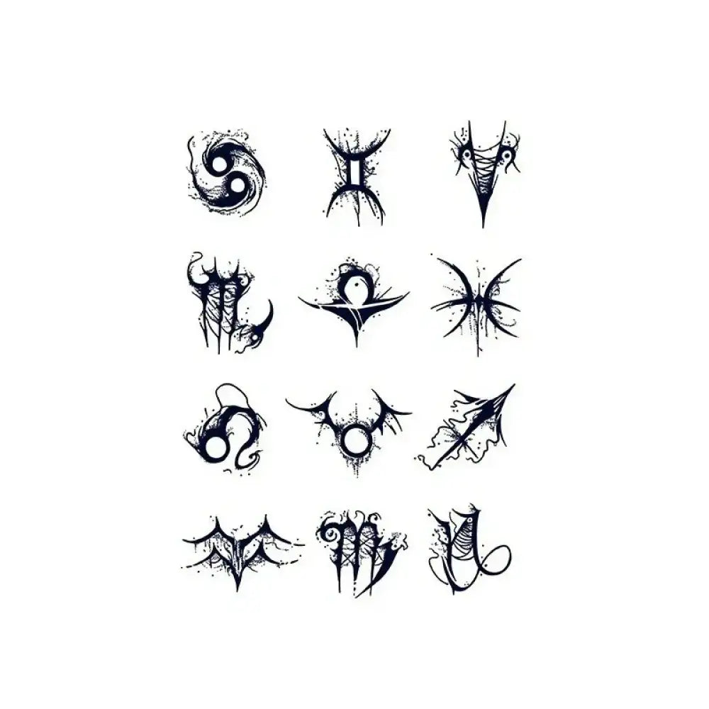 Stylized gothic-inspired dark zodiac sigils illustrations from Dark Zodiac Sigils collection