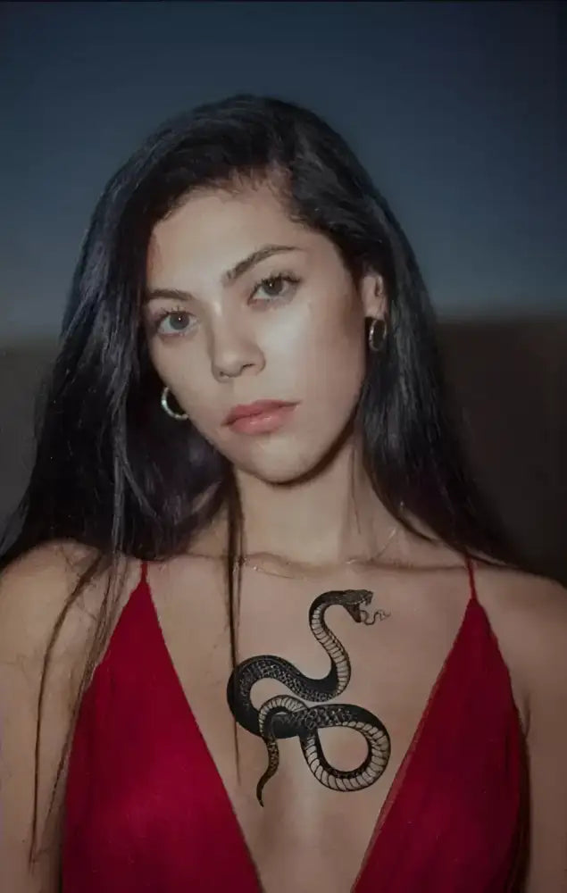 Red halter top temporary tattoo sticker design, Don’t Bother Me 14x10cm