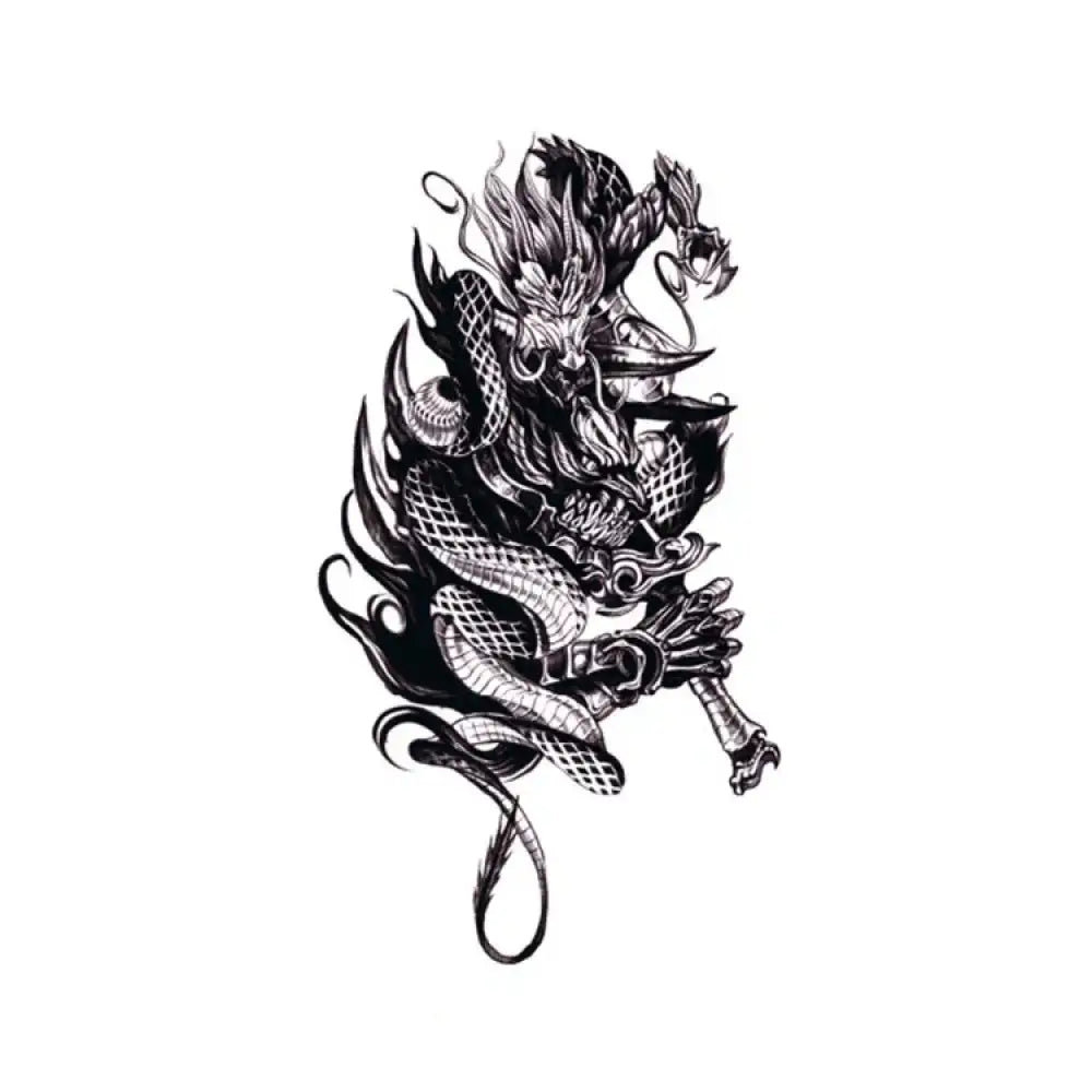 Black and white Japanese dragon tattoo sticker for Dragon Warrior