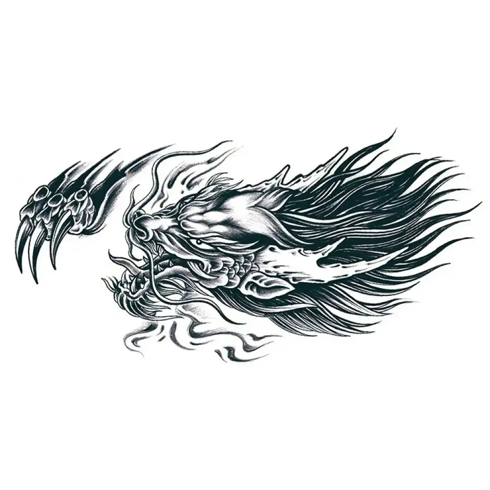 Monochromatic Dragon’s Rage 2 small tattoo design with head and claw