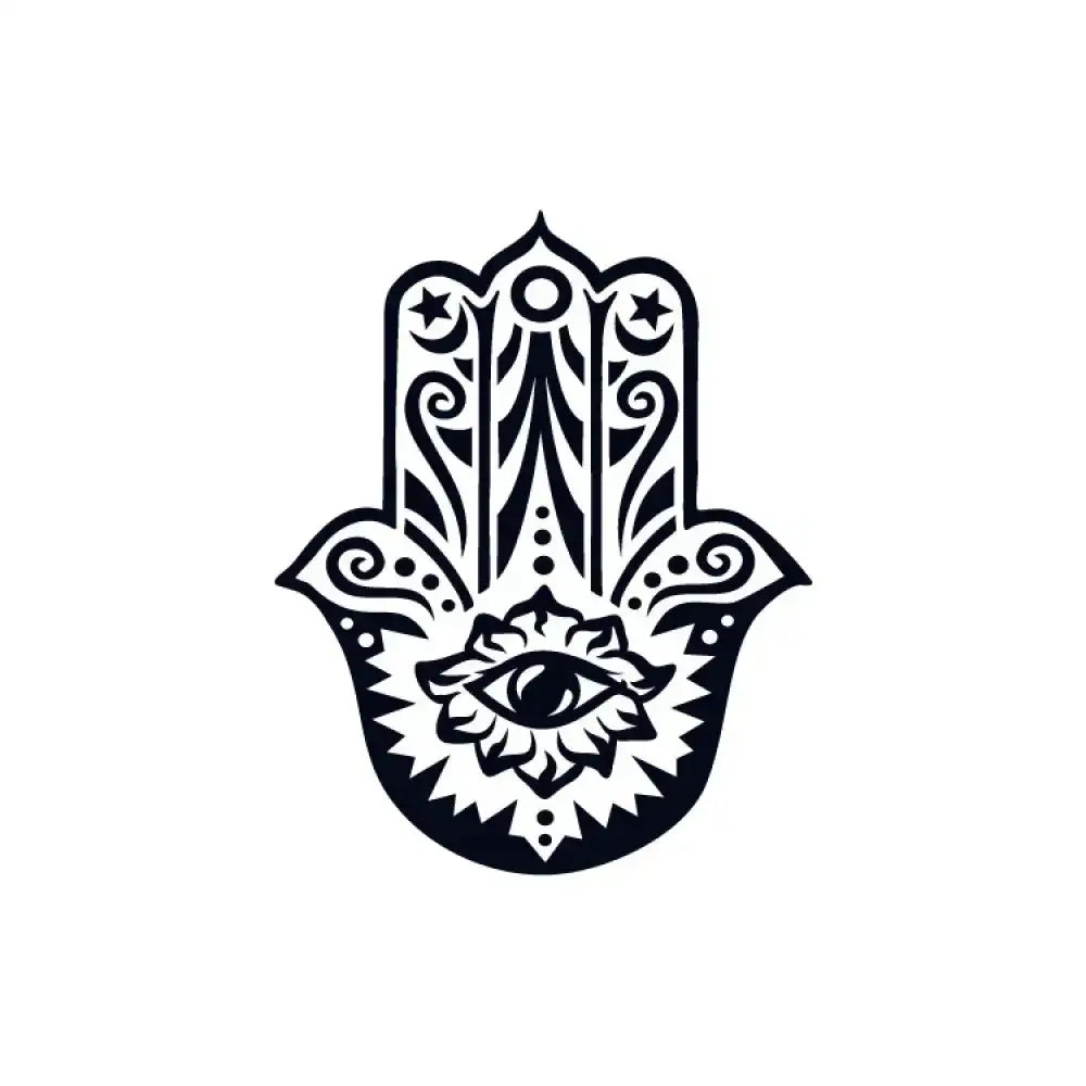 Stylized Hamsa hand eye totem with eye motif as small tattoo sticker