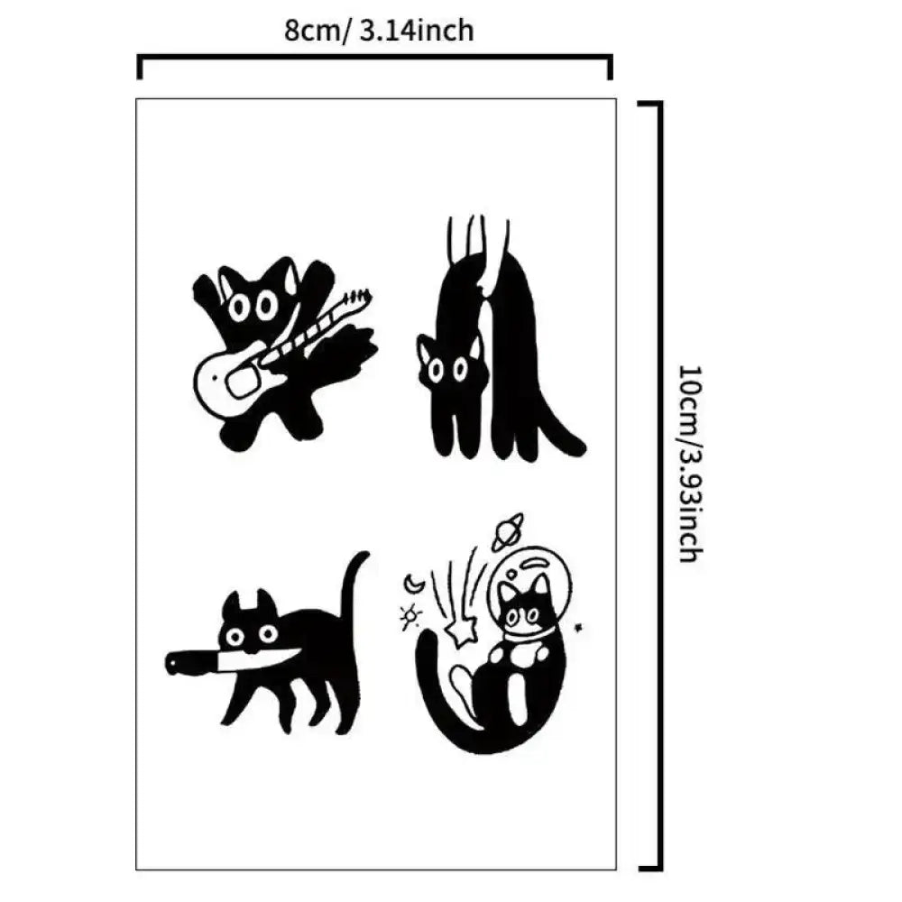 Black and white feline follies tattoo sticker with real reviews, 3x4cm temporary tattoo