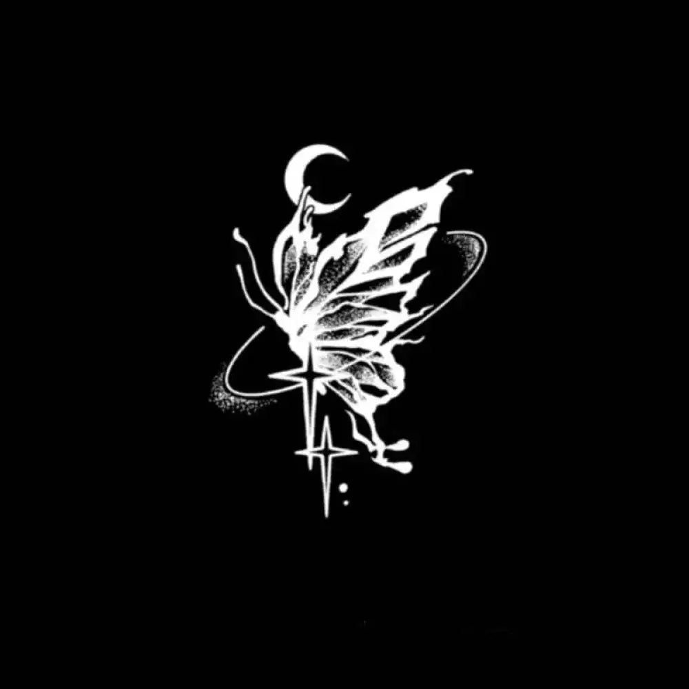 White butterfly with crescent moon and stars tattoo sticker from Flower Dance real reviews