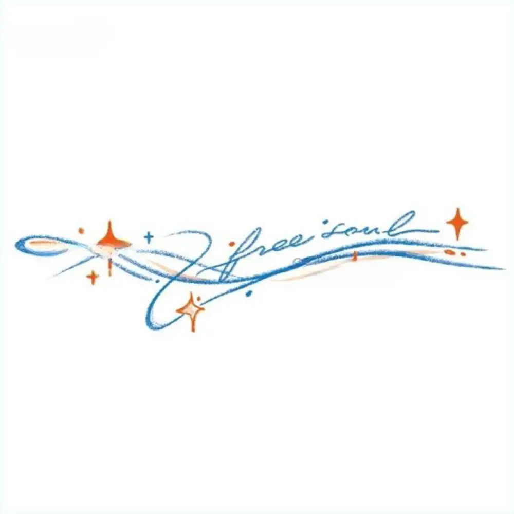 Stylized Free Soul temporary graphic with stars and flowing lines, 8.2 x 2.3 cm
