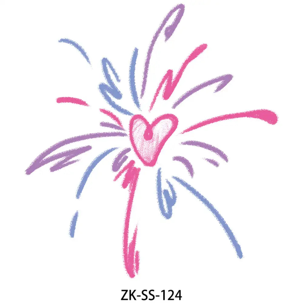 Stylized heart burst design with colorful radiating lines on Heart Burst Design 6.0x6.5cm