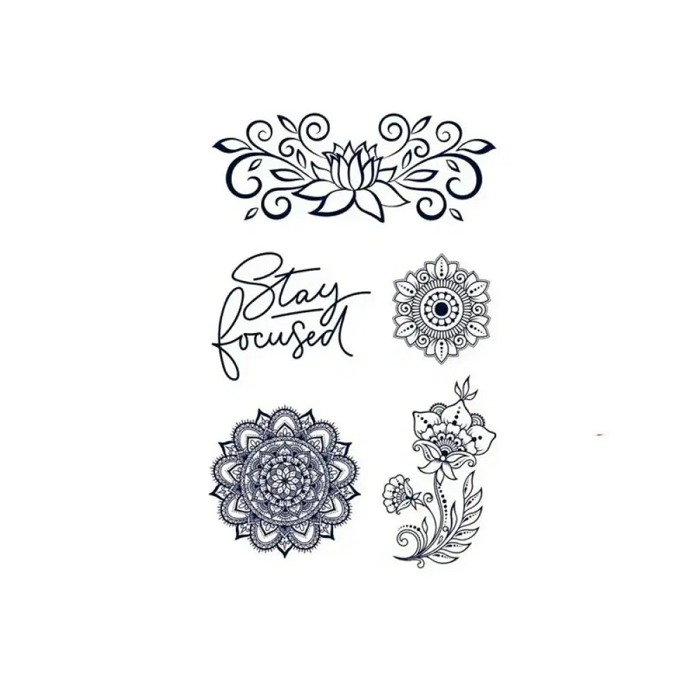 Henna Flower Bundle of temporary floral, mandala, and script tattoo designs