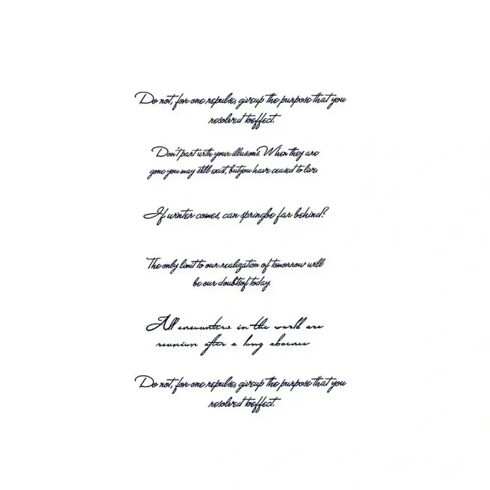 White sheet with five inspirational quotes in elegant script font from the Script Font Collection
