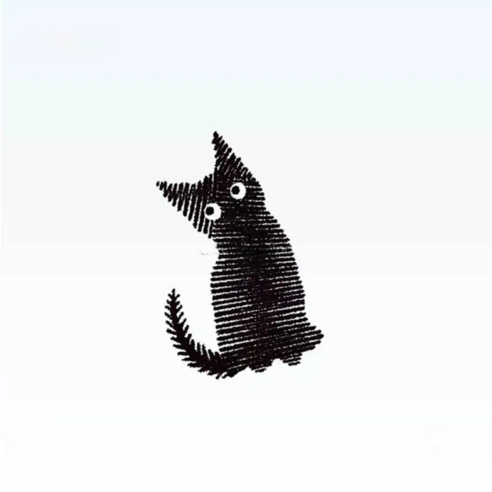 Black cat with wide eyes: small tattoo sticker design for Kitten