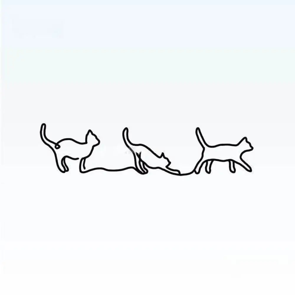 Line cat continuous drawing of three playful cats, ideal for small tattoo sticker