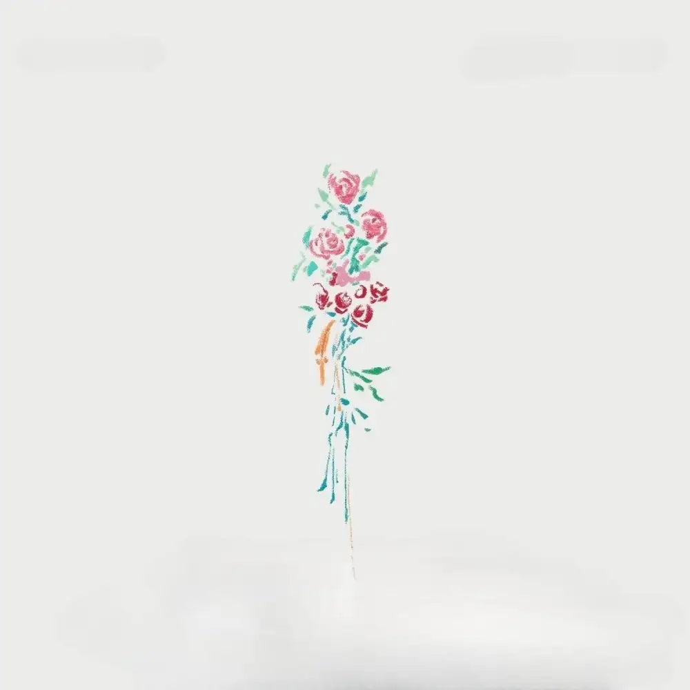 Watercolor painting of pink roses and green leaves on Luna Bloom tattoo sticker real reviews