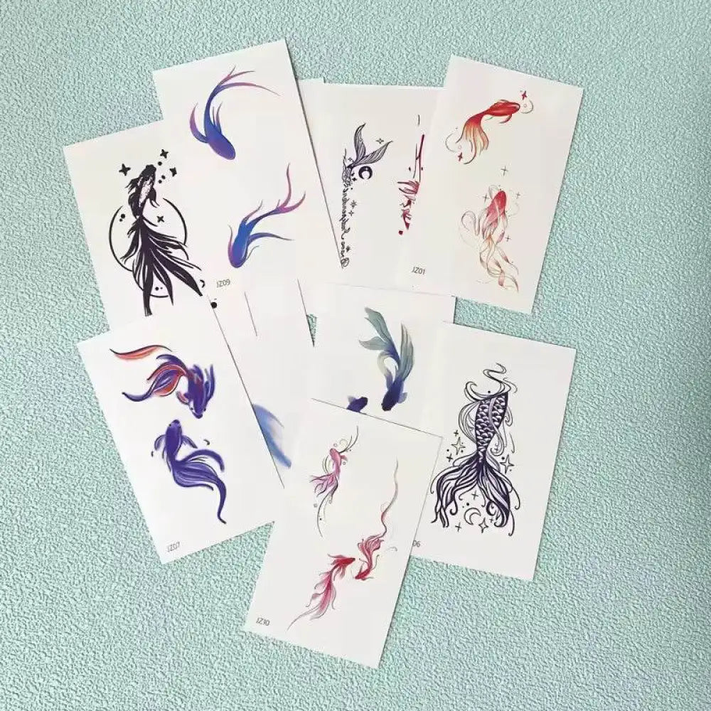 Mermaid Dreams tattoo sticker with artistic fish designs, highly rated in real reviews