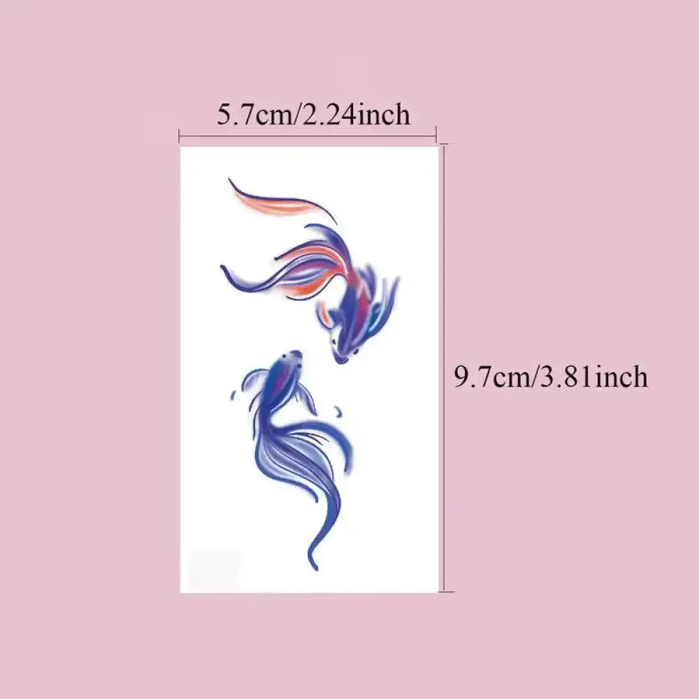 Mermaid Dreams tattoo sticker featuring blue and orange koi fish with real reviews