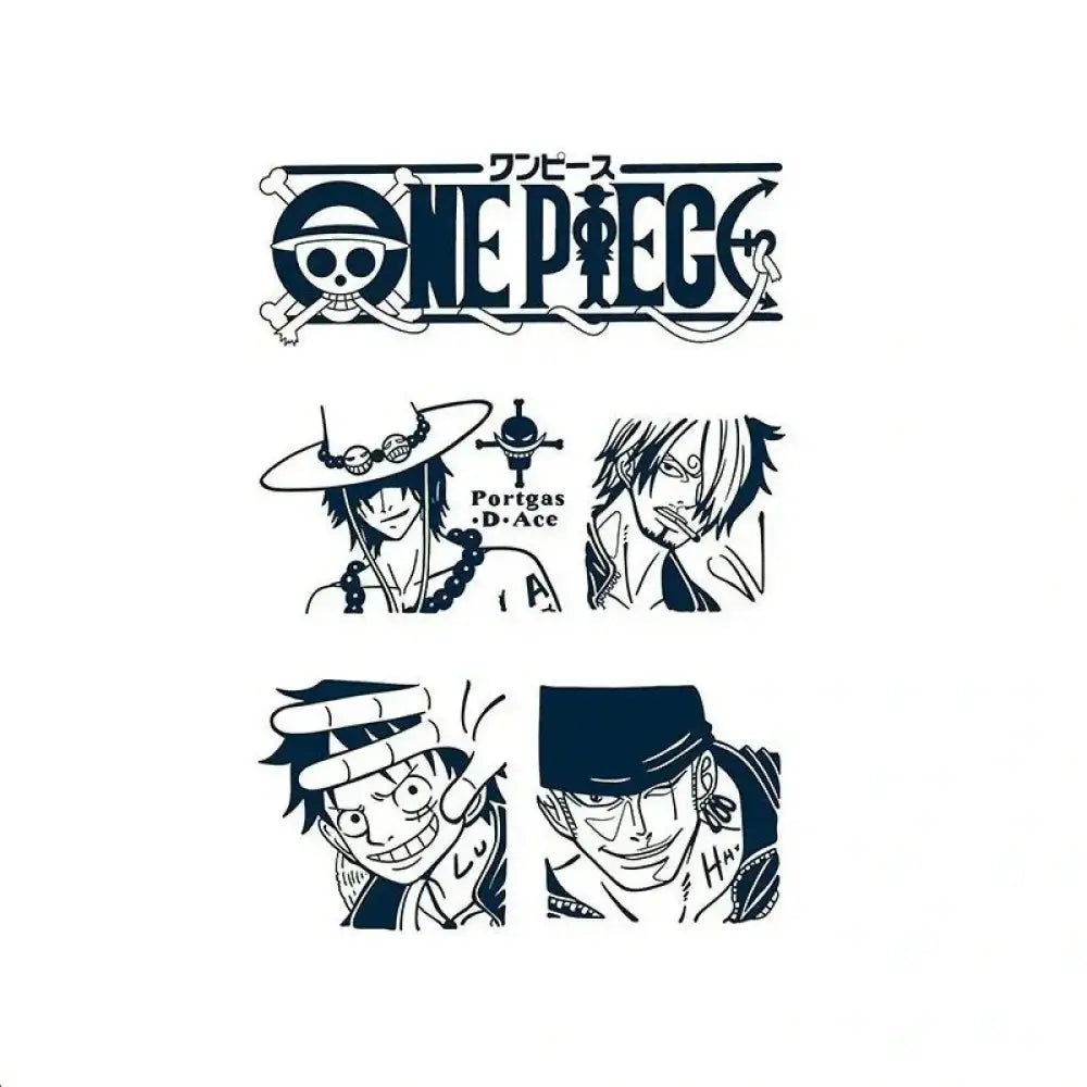 Collection of One Piece character designs and logo in the One Piece Characters Bundle tattoo sticker