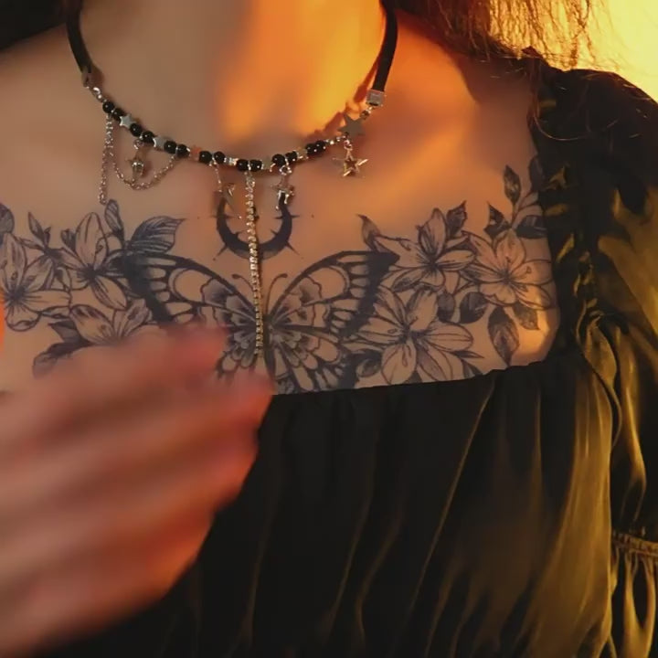 再变 素花蝶草本纹身贴纸纸防水持久男女同款高档花臂花腿