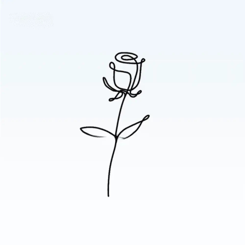 Minimalist line drawing rose tattoo sticker, small design