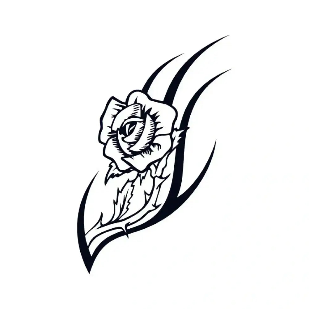 Black and white tribal rose tattoo design for Rose with Thorn sticker