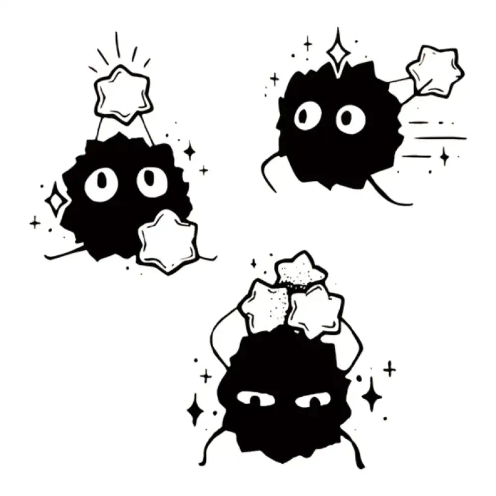 Black dust sprites with star-shaped candy tattoo sticker
