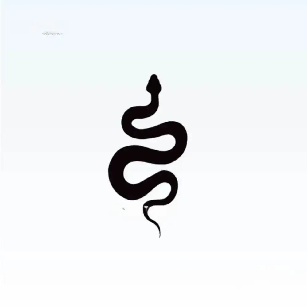Black stylized snake tattoo sticker with advanced hand-drawn design for body art