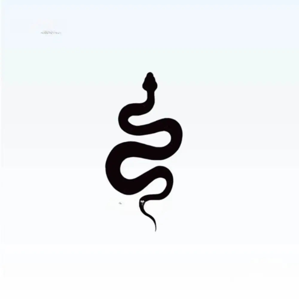 Black stylized snake tattoo sticker with advanced hand-drawn design for body art