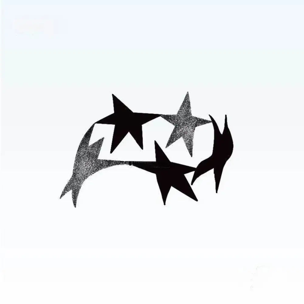 Black and white Stars Dance tattoo sticker with five stars and crescent