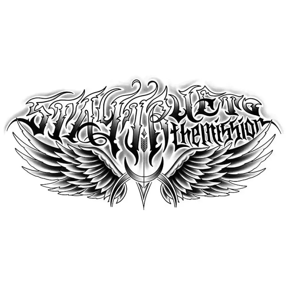 Black and white wings tattoo sticker design: Stay True to the Mission