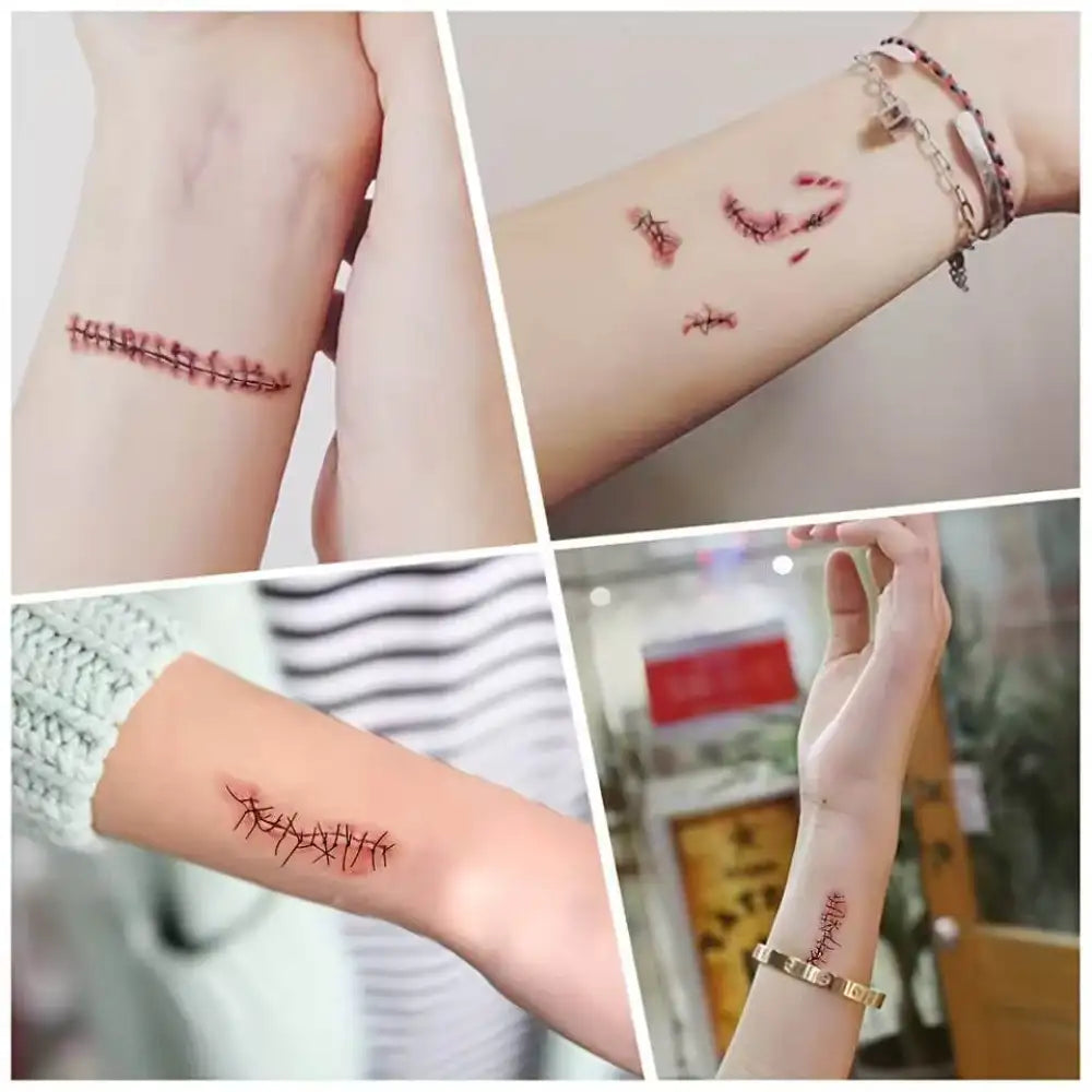 Halloween Terror Wound Tattoo - Temporary - Jattoo