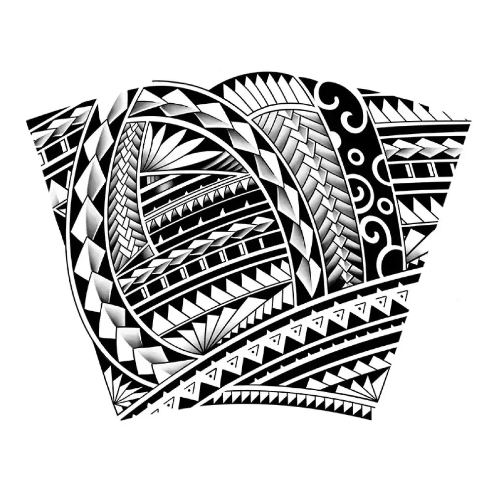 Black and white Polynesian arc weave tattoo sticker design