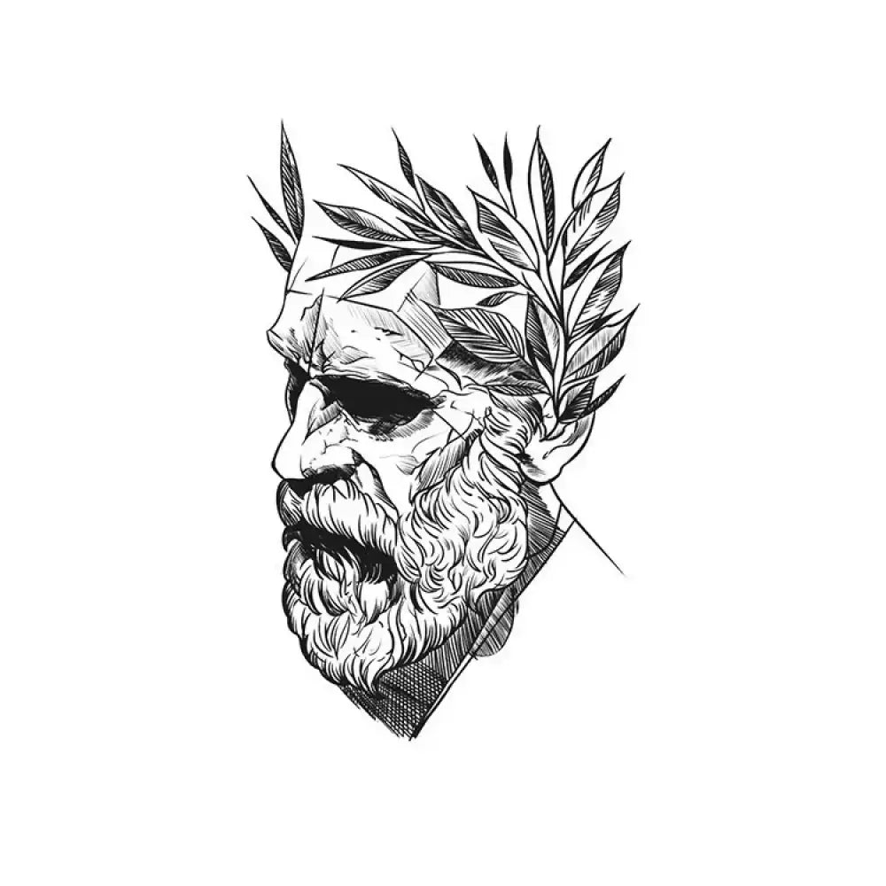 Ancient Greek bust sketch for small tattoo sticker