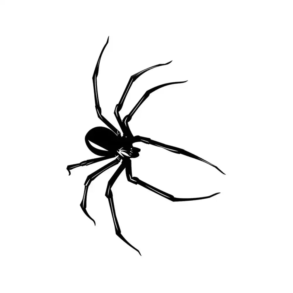 Stylized black spider tattoo sticker with eight long legs for small tattoos