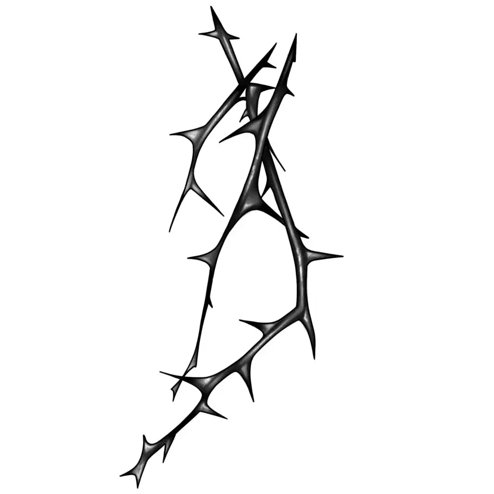 Sharp Thorn tattoo sticker design with dark intertwined branches