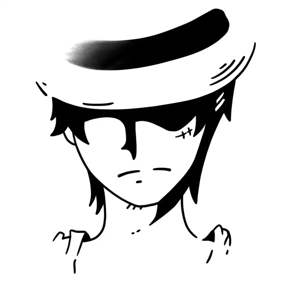 Luffy One Piece stylized fedora tattoo sticker design