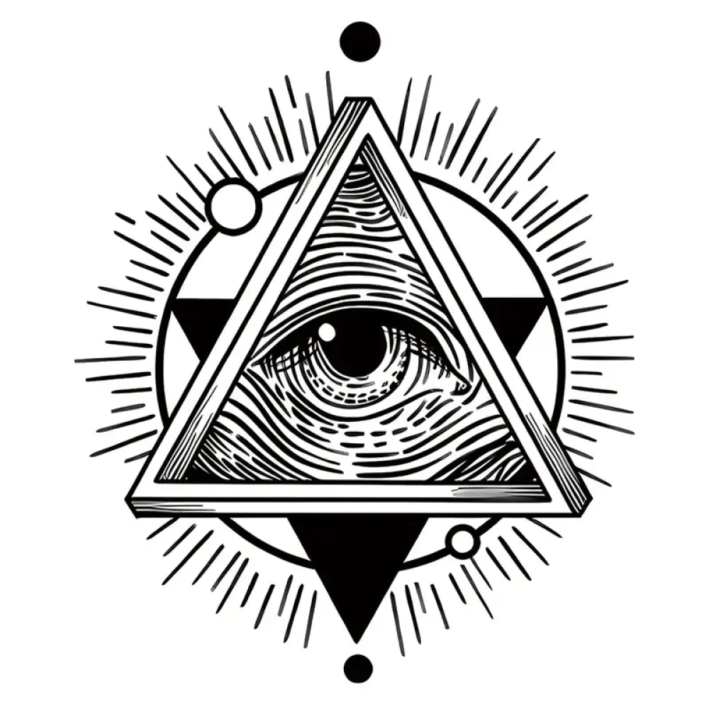 All-Seeing Eye tattoo sticker featuring an all-seeing eye within a radiant triangle