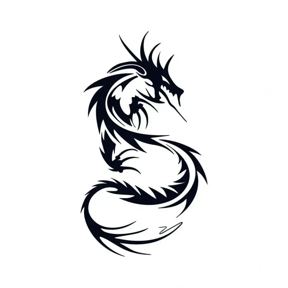 Black tribal dragon totem 4 small tattoo sticker design