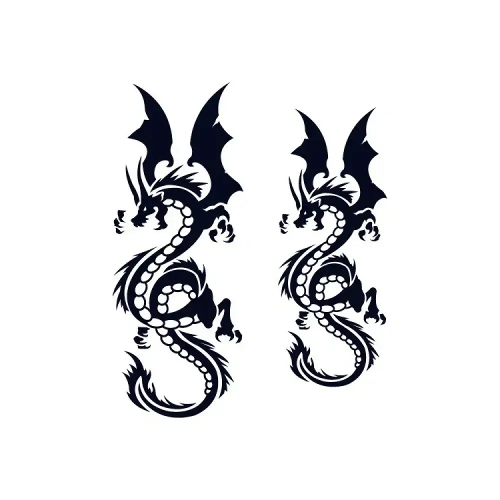 Two black tribal dragon tattoos on Dragon Totem 3 small tattoo sticker
