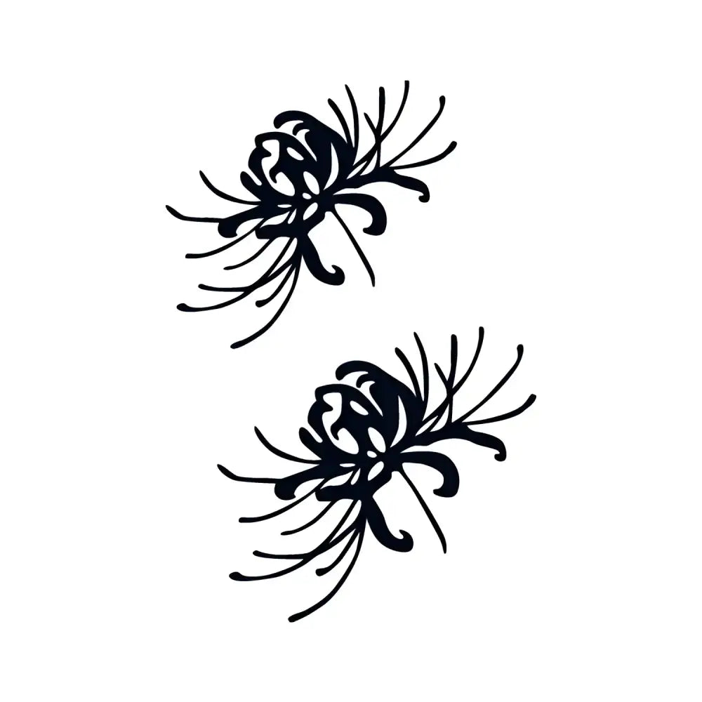 Two black silhouette equinox flower tattoo stickers