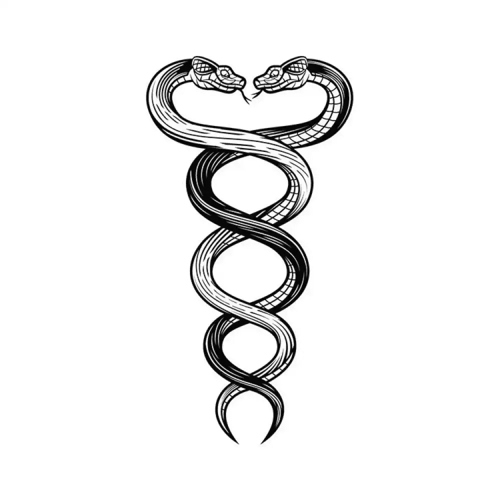 Black and white intertwined snakes double helix tattoo sticker